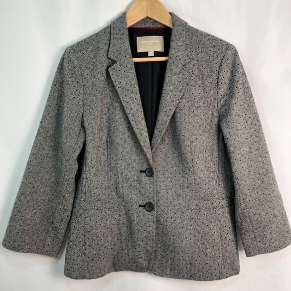 Banana Republic Jackets & Blazers - BANANA REPUBLIC Gray Wool Blend Dotted Pattern 3/4 Sleeve Blazer Size 14